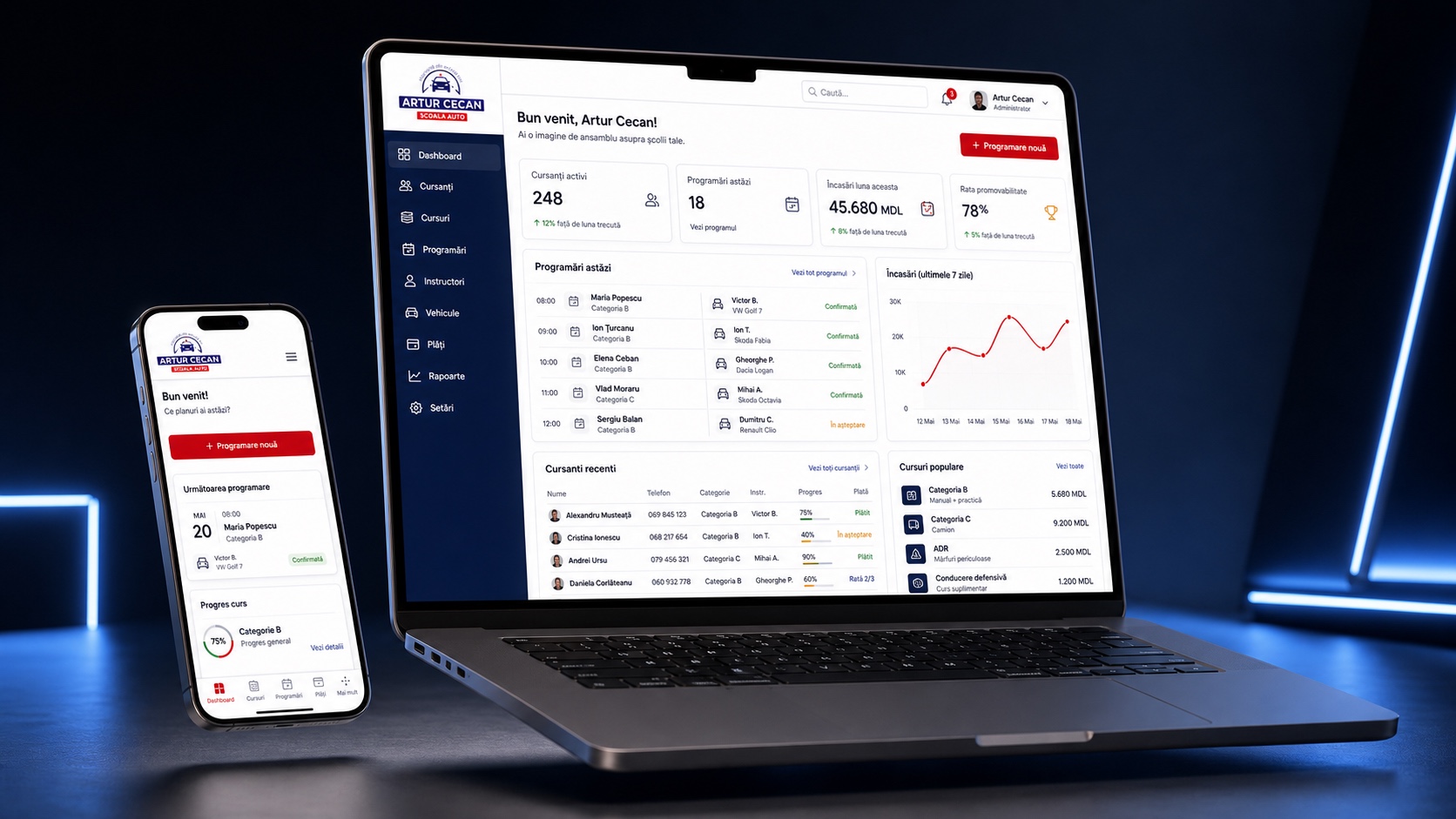 Artur Cecan Driving School Platform — Education & Automotive project screenshot